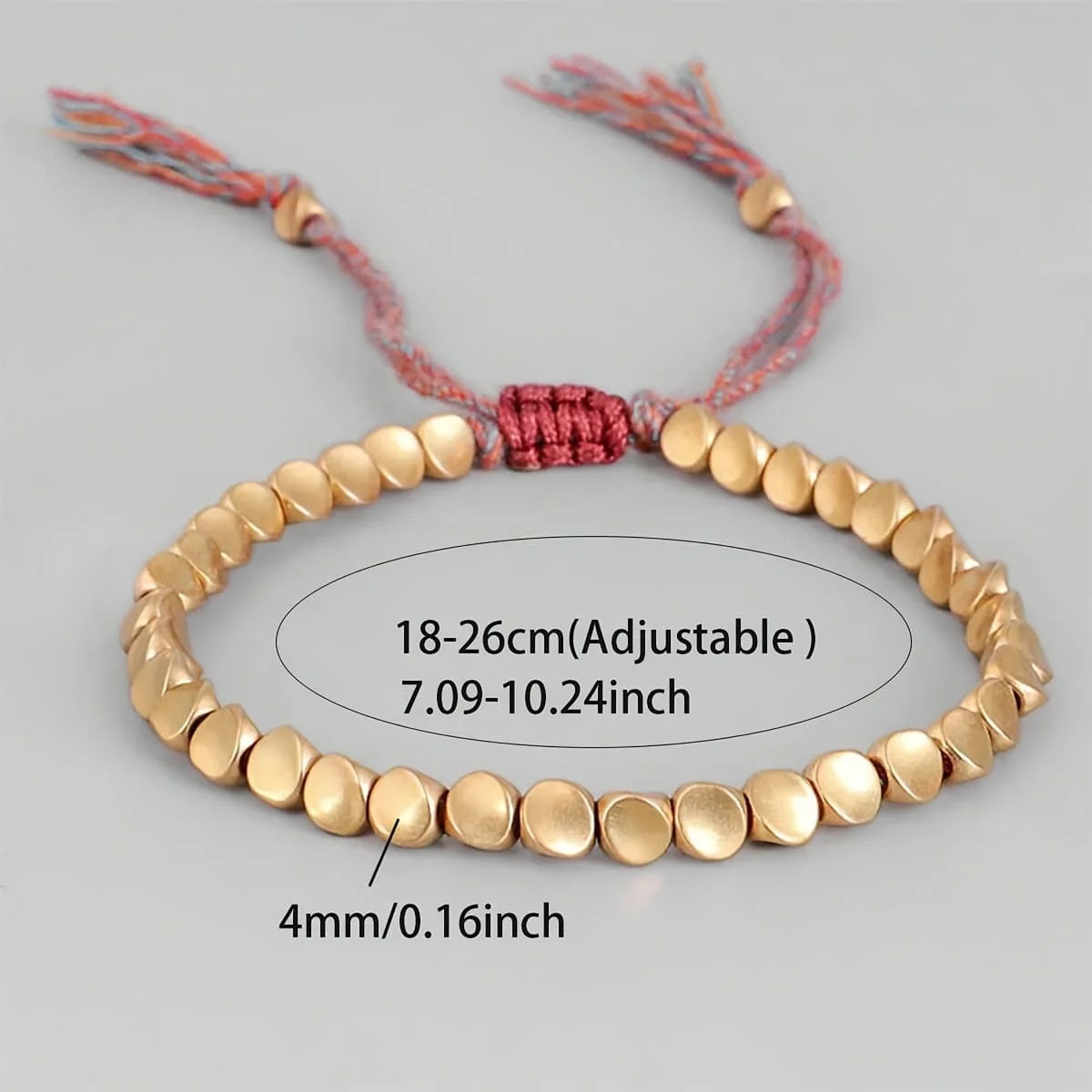 Spiritual copper bracelet with metallic shine and symbolic knots, ideal for mindfulness practice