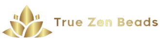 Official True Zen Beads brand logo featuring the golden lotus flower symbol, representing peace and spiritual jewelry