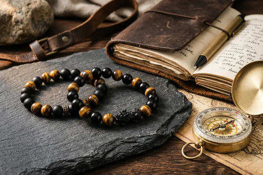 Best feng shui bracelets for men 2026 — artisan natural stone collection featuring       tiger eye and black obsidian, TrueZenBeads handcrafted jewelry guide