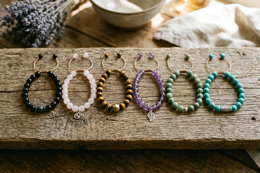 Feng shui crystals complete guide — natural gemstone bracelets collection including obsidian, tiger eye, rose quartz, jade and citrine by TrueZenBeads