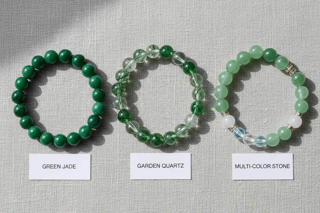 Green aventurine guide featuring jade and crystal bracelet alternatives for prosperity seekers