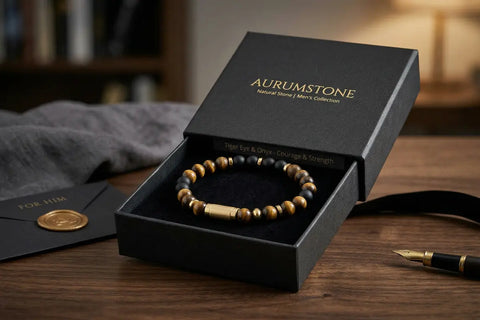 TrueZenBeads men's crystal bracelet gift collection — natural stone artisan jewelry for him