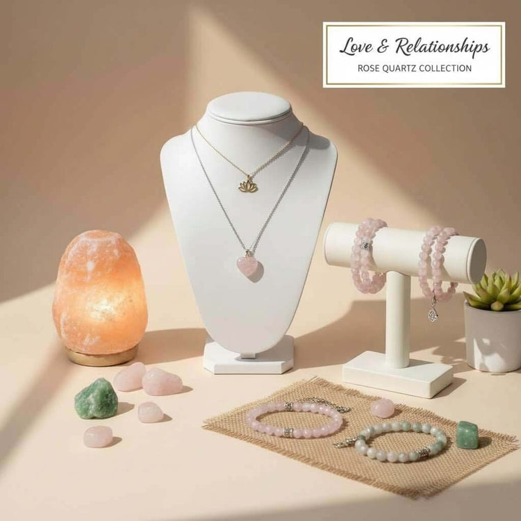 Love and Harmony collection featuring Rose Quartz and Moonstone jewelry by TrueZenBeads