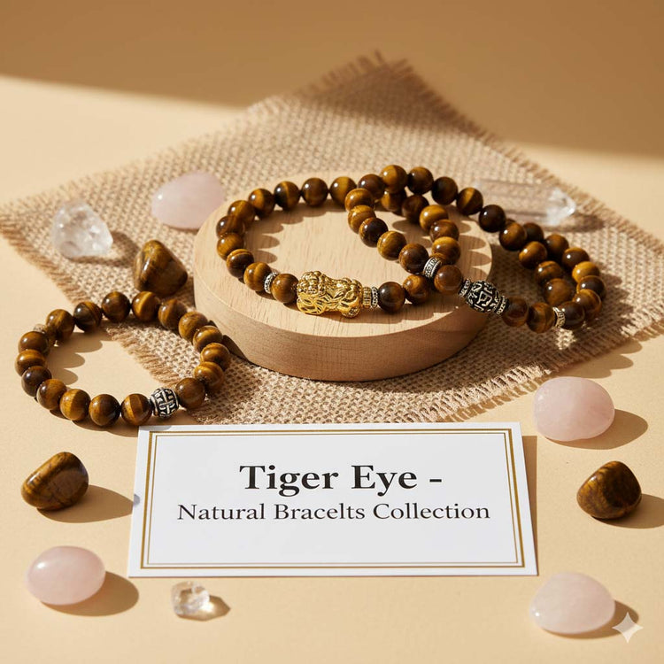 Handcrafted natural Golden and Blue Tiger Eye beaded bracelets for grounding