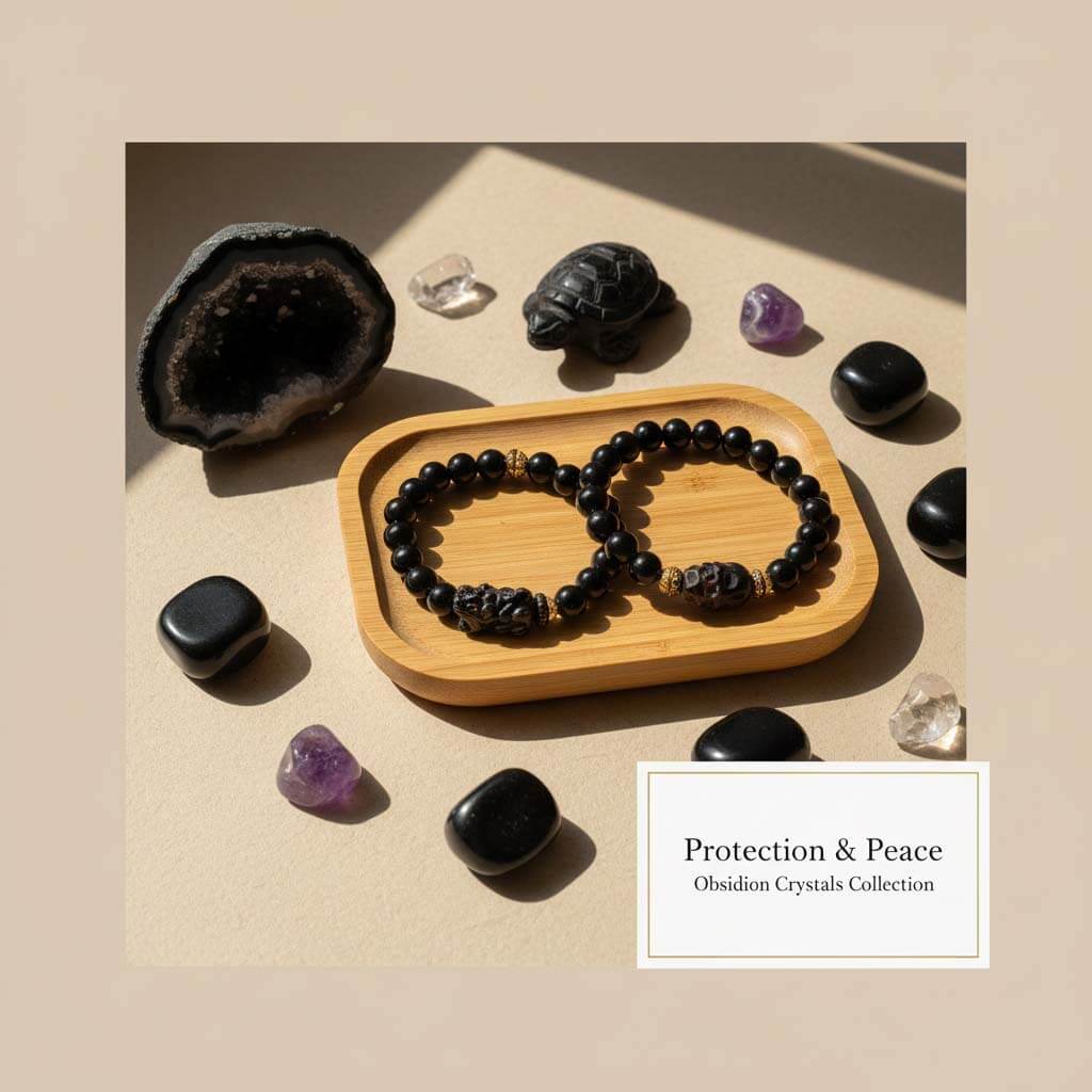 Protection and Cleansing collection featuring Black Obsidian and Tourmaline jewelry by TrueZenBeads