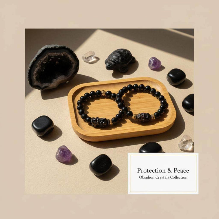 Protection and Cleansing collection featuring Black Obsidian and Tourmaline jewelry by TrueZenBeads