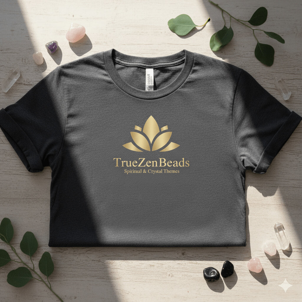 TrueZenBeads customized graphic T-shirts with artistic and crystal-inspired designs for daily wear.