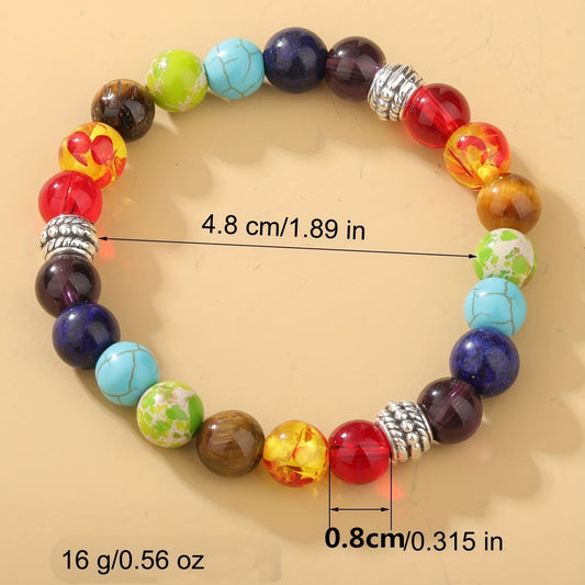 Close-up of chakra beads including amethyst, lapis lazuli, and tiger’s eye for spiritual alignment