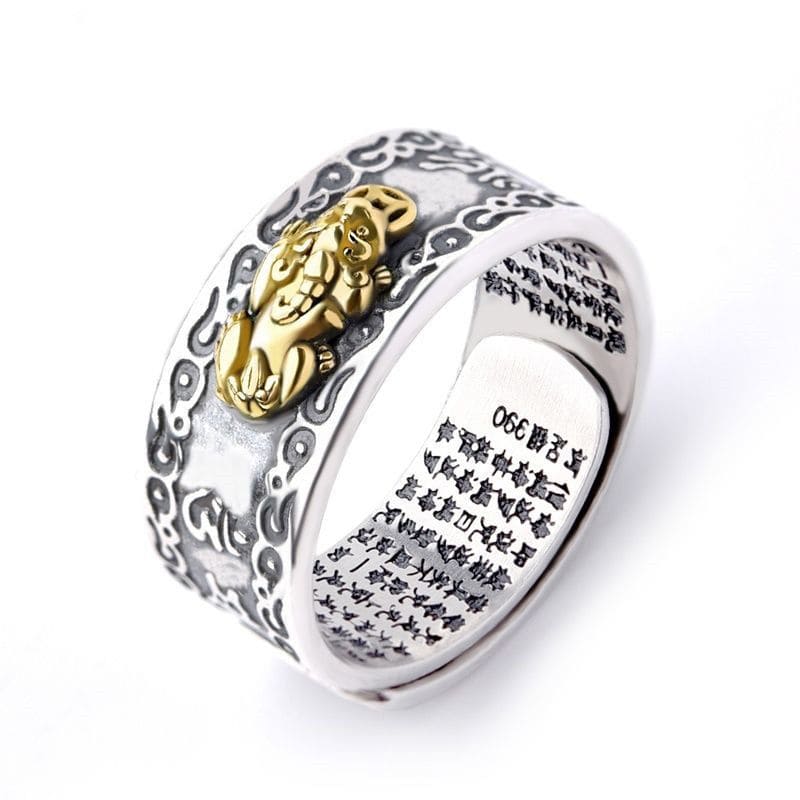 Handgravierter Ring mit Pixiu-Motiv – Traditionelle Schrift (3 Stile)