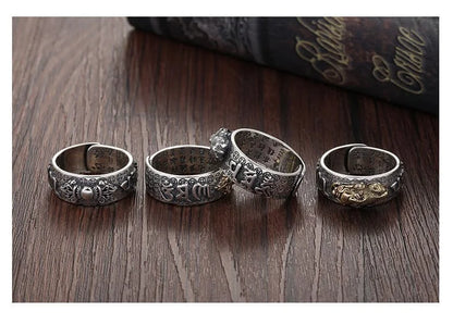 Adjustable Feng Shui Pixiu ring worn on middle finger to attract prosperity energy