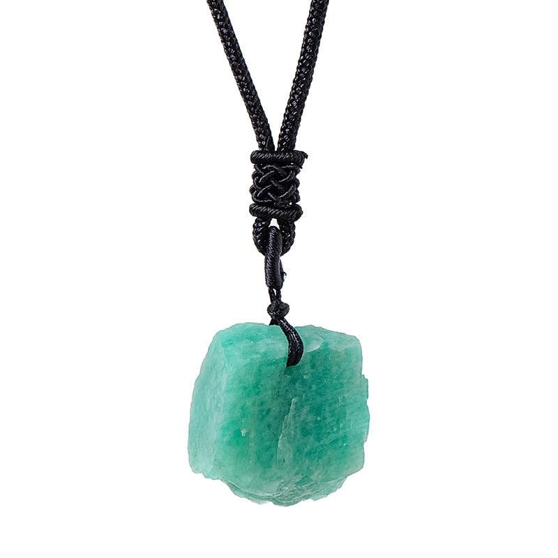 Amazonite raw crystal stone pendant necklace