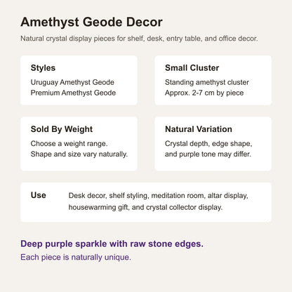 English amethyst geode style and size guide