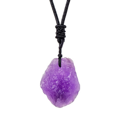 Amethyst raw crystal stone pendant necklace