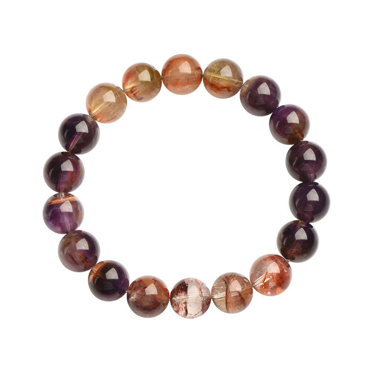 Top view of Auralite 23 Super Seven beaded stretch bracelet