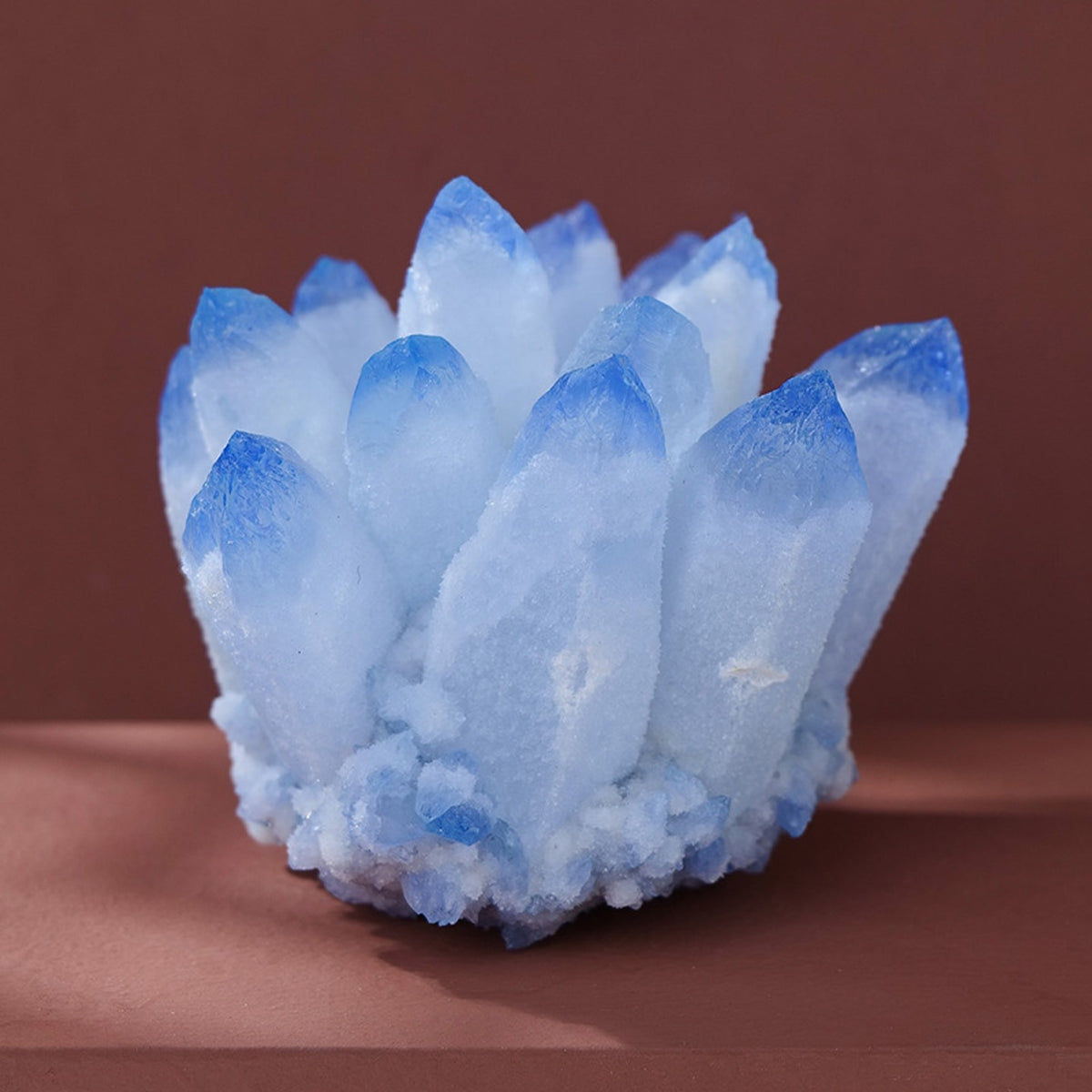 Blue crystal cluster decor for shelf and desk display