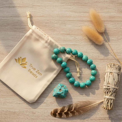 Blue Green Stone Bracelet in elegant gift box packaging ready for turquoise jewelry present