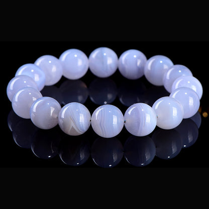 Natural blue lace agate 3A round bead stretch bracelet