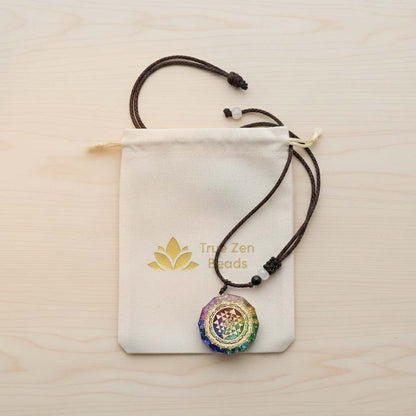 7 chakra orgonite Sri Yantra necklace in elegant gift box ready for meditation spiritual present