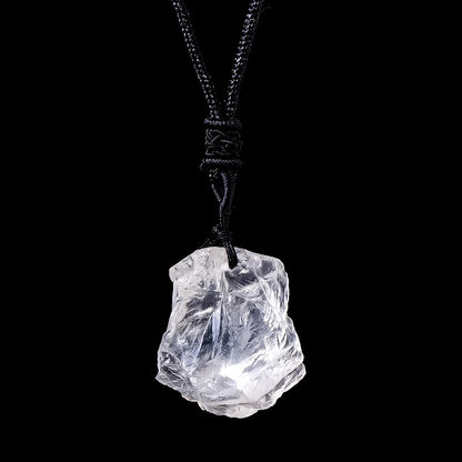 Clear Quartz raw crystal stone pendant necklace