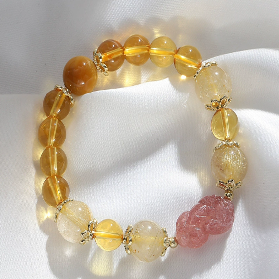 Elastic Citrine Pixiu Bracelet showing golden harmony design with cultural charm element