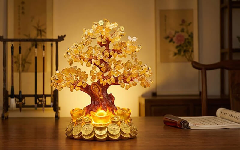 Feng Shui Citrine Money Tree and Pixiu for Attracting Wealth and Abundance