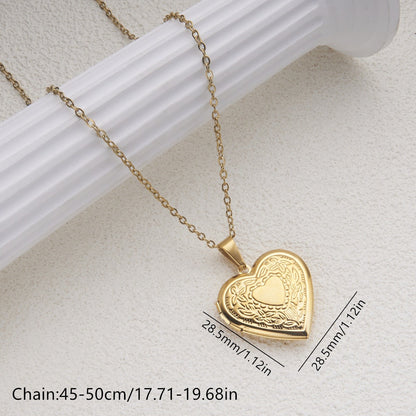Gold heart locket necklace size detail with 45 plus 5 cm chain