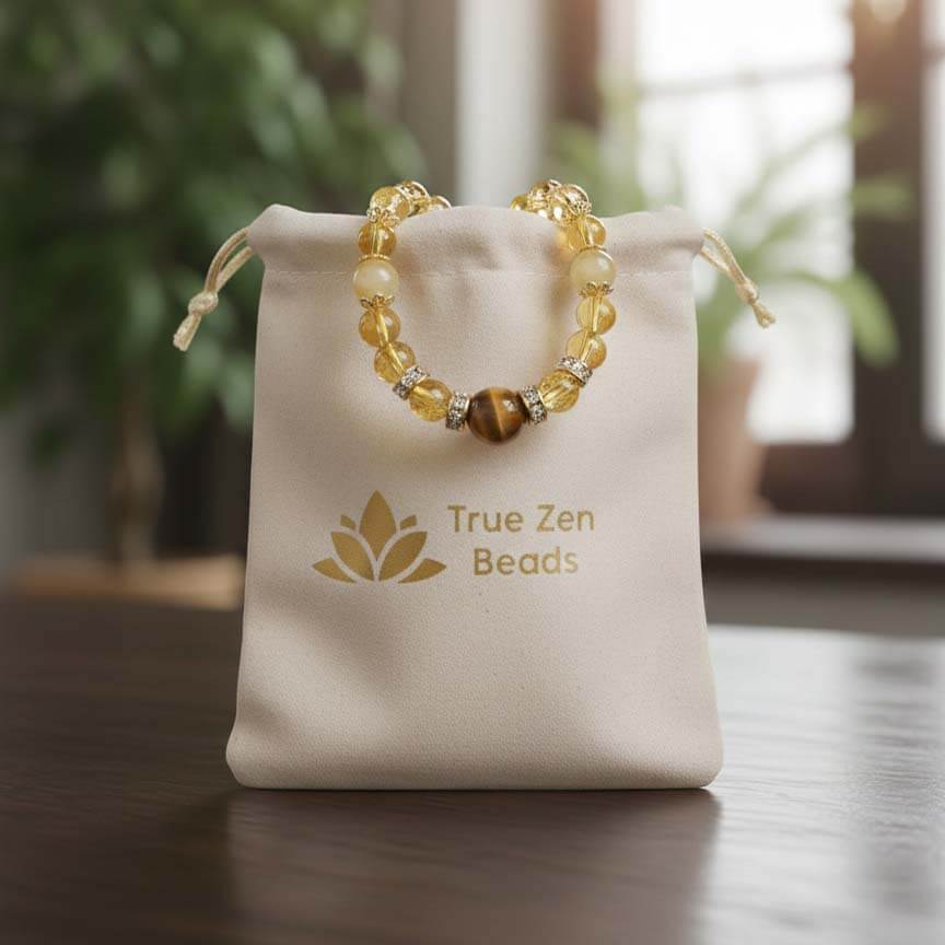 Golden Gemstone Bracelet in elegant gift box packaging ready for women prosperity jewelry present