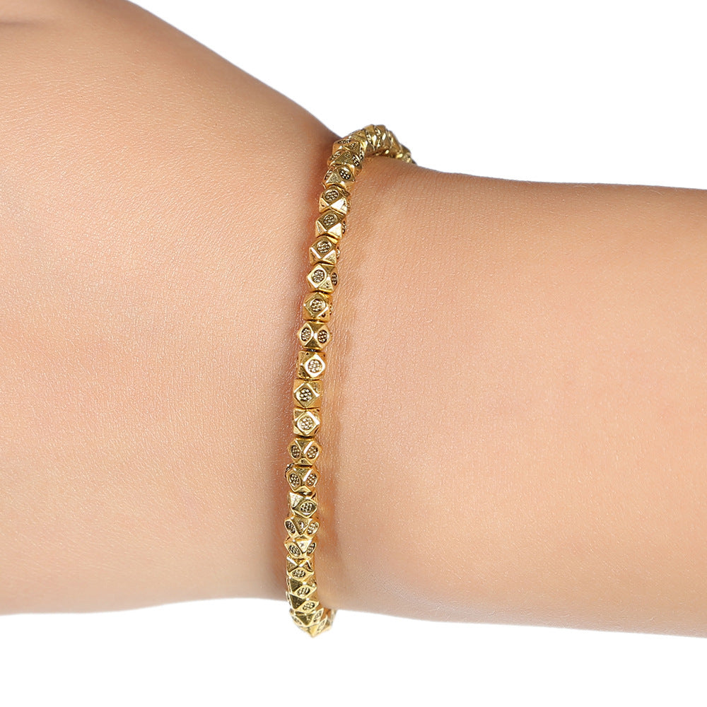 Unisex Copper Beads bracelet with sacred geometry pattern promoting energy alignment and healing