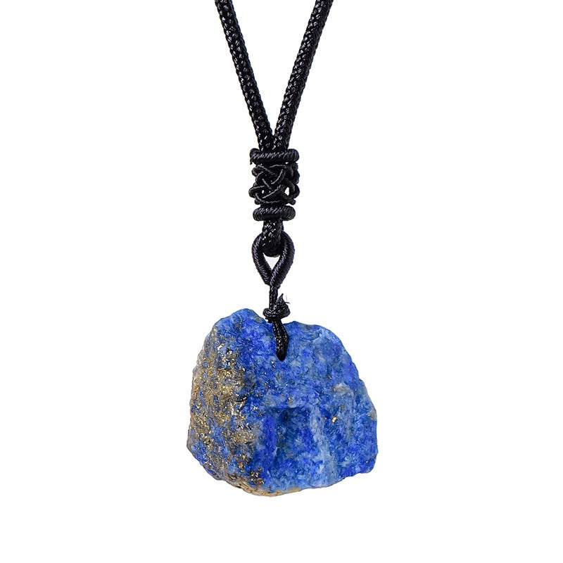 Lapis Lazuli raw crystal stone pendant necklace
