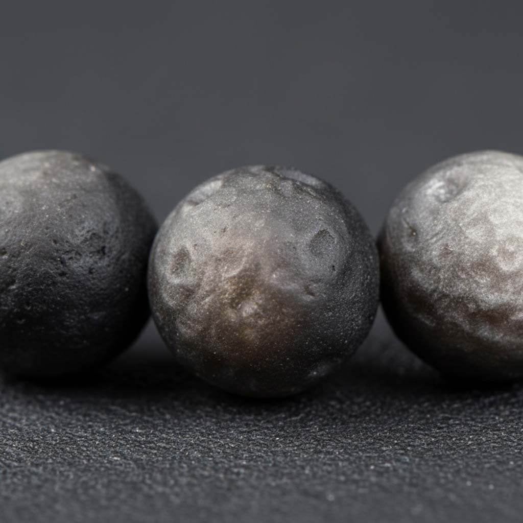 Close-up of matte black obsidian beads showing smooth frosted surface finish - affordable protection stone texture detail