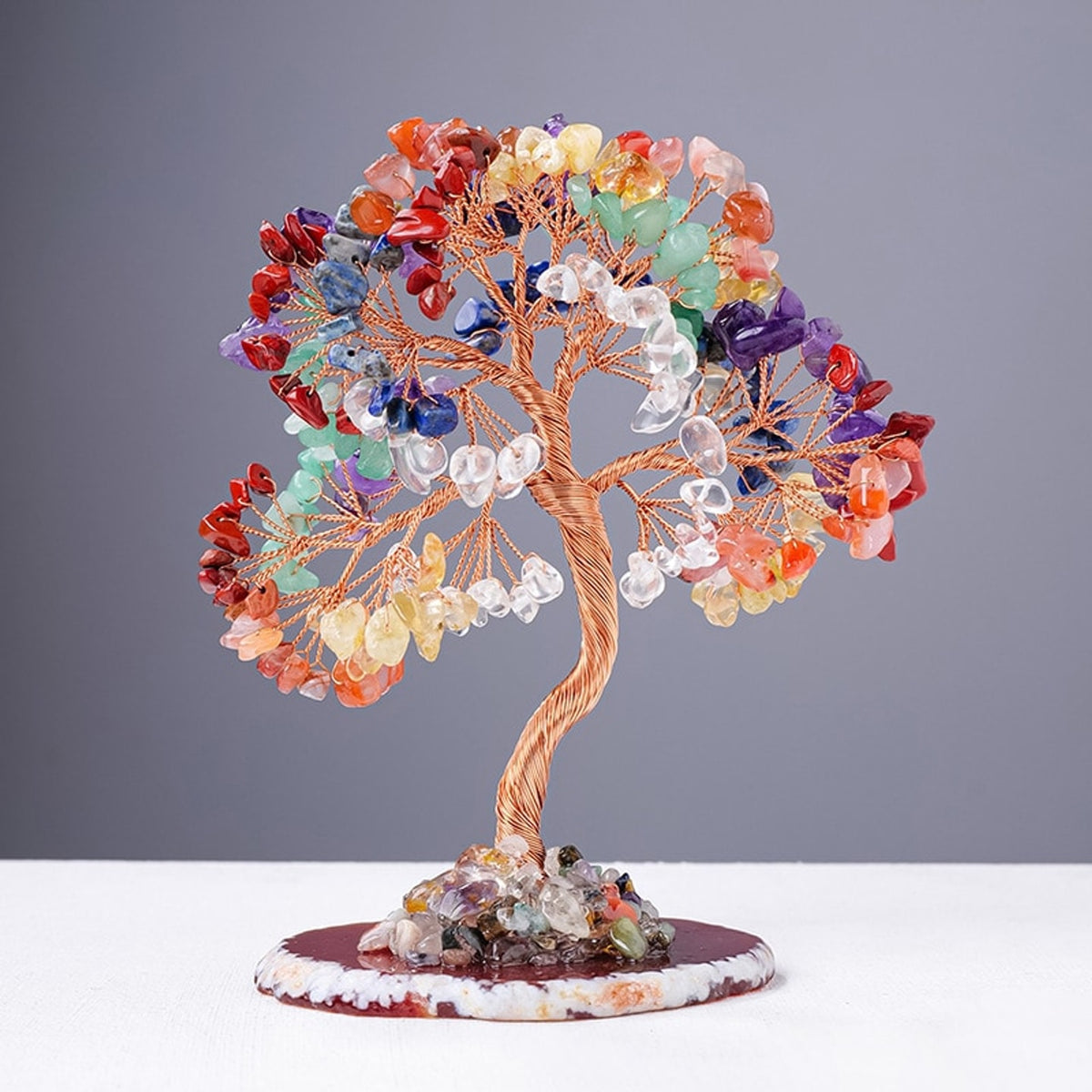 Mixed color crystal chip gemstone tree decor