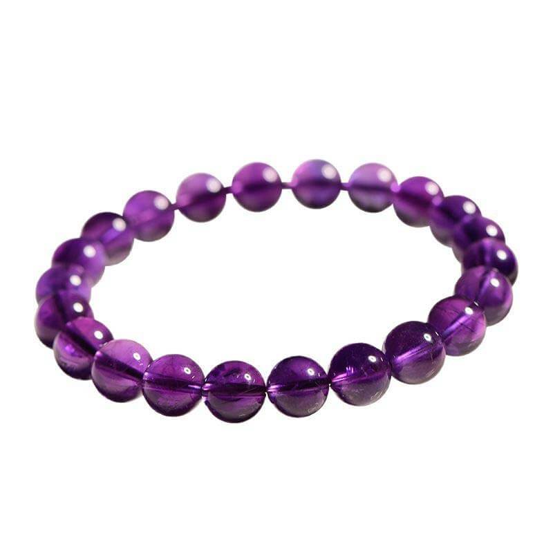Natural Amethyst Bracelet with purple crystal beads showing deep violet tones