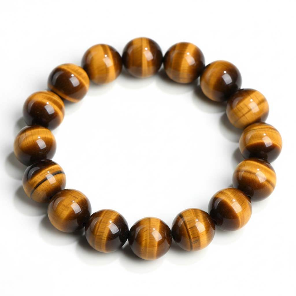 Natural Tiger Eye Bracelet with golden brown chatoyancy beads