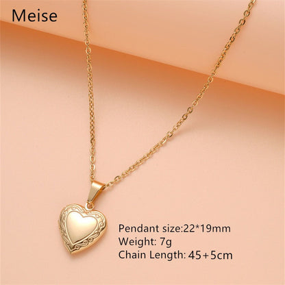 Gold small heart 01 22*19mm photo locket necklace with pendant and chain