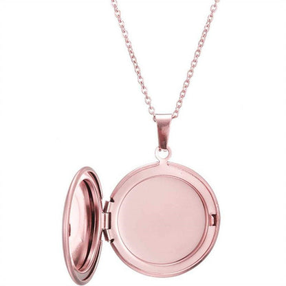 Rose Gold round photo locket photo locket necklace with pendant and chain