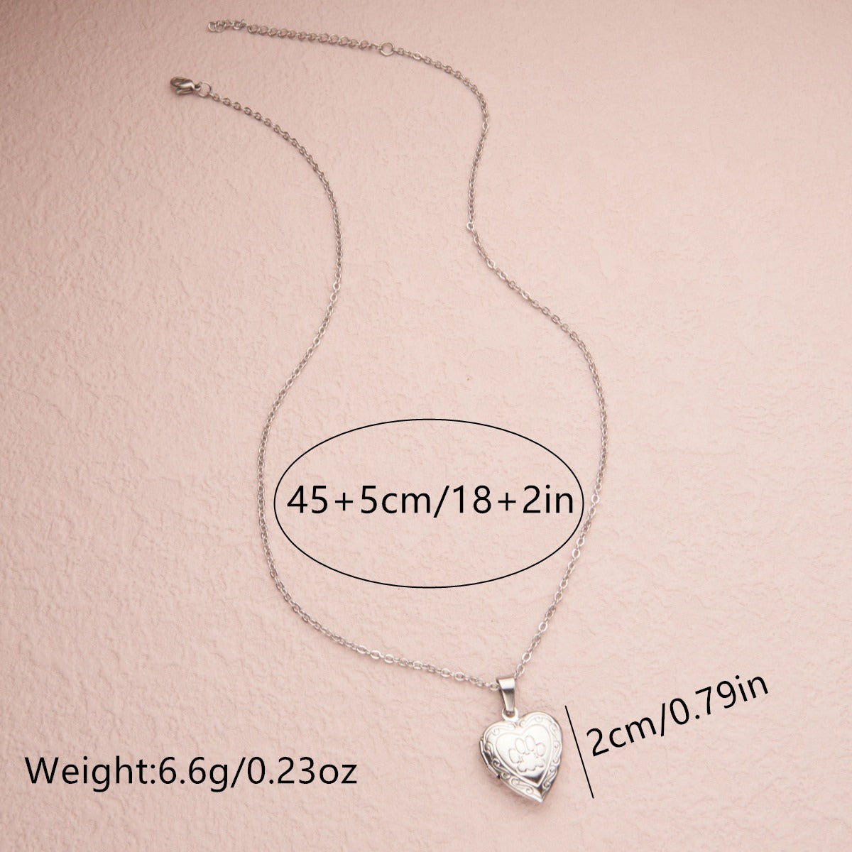 Silver footprint heart 22*19mm photo locket necklace with pendant and chain