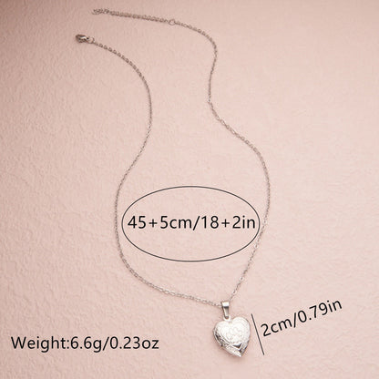 Silver footprint heart 22*19mm photo locket necklace with pendant and chain