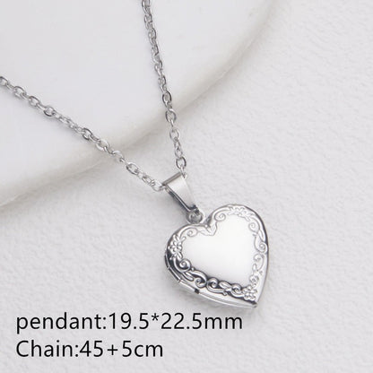 Silver small heart 02 photo locket necklace with pendant and chain