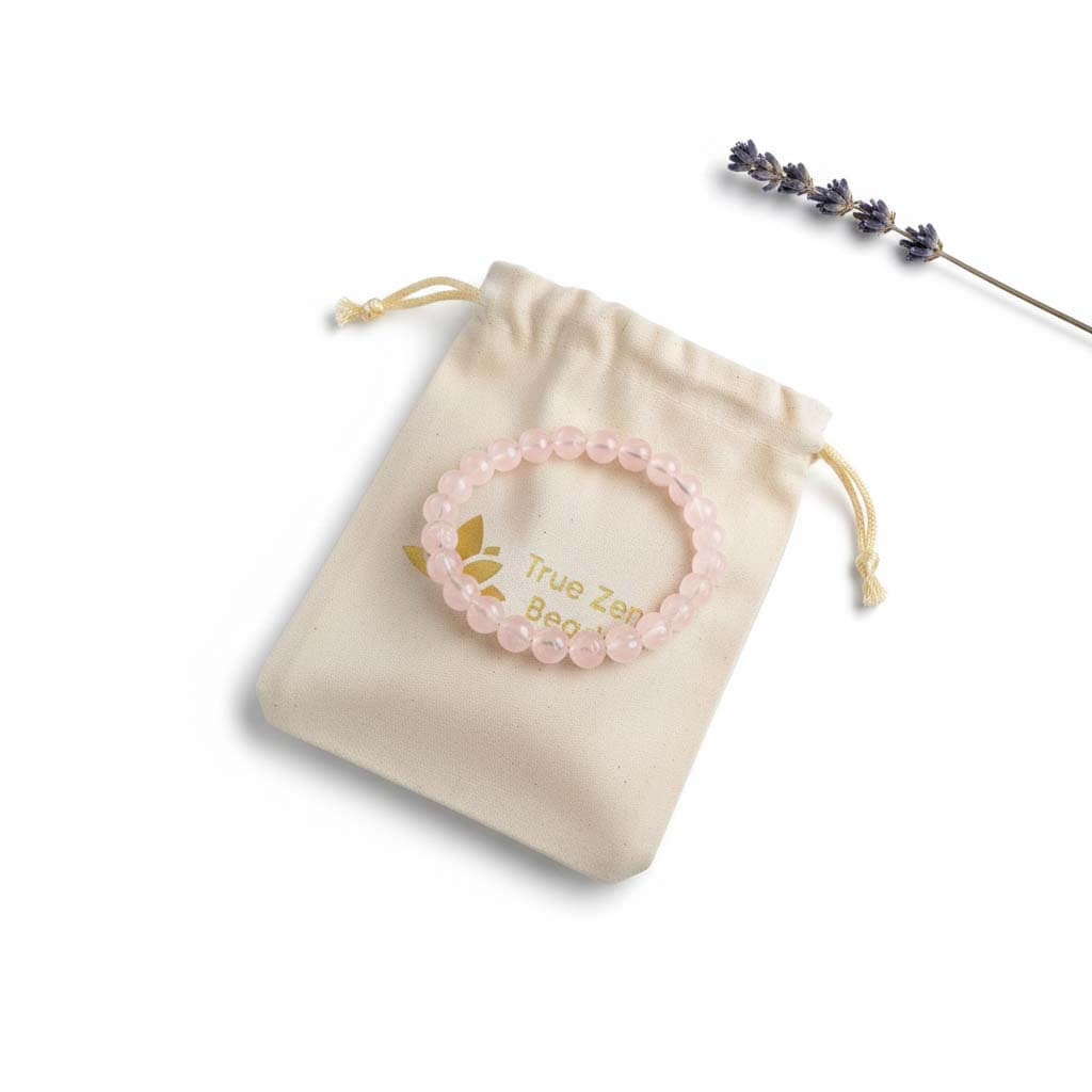 Pink Quartz Stone Bracelet in elegant gift box packaging ready for women love symbol present