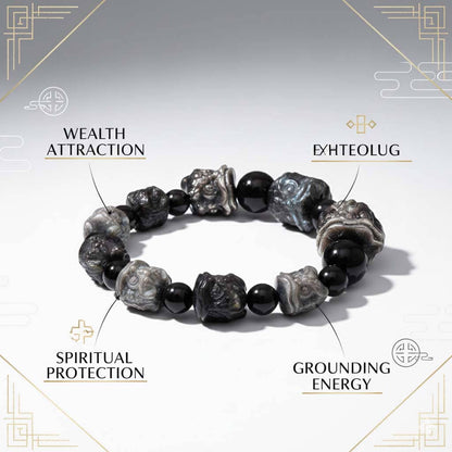 Pixiu lion bracelet feng shui meaning illustration - wealth attraction and protection symbolism