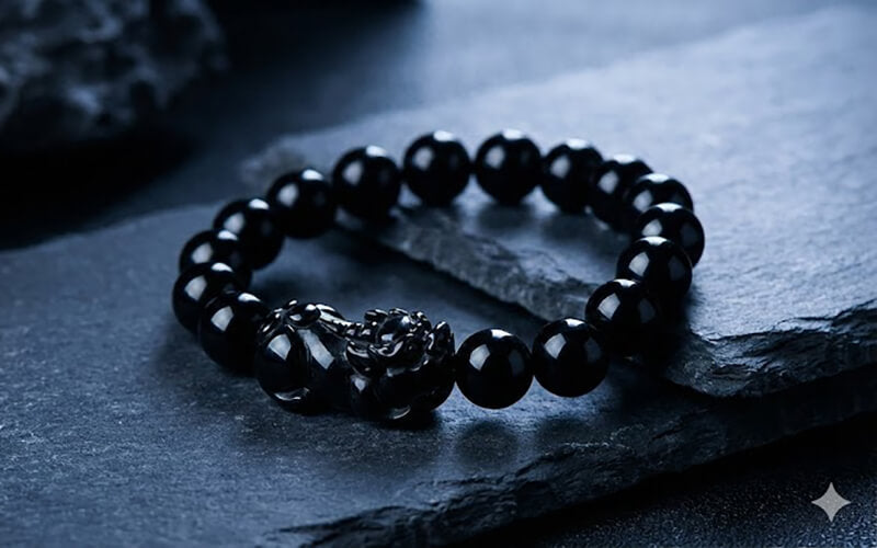Real Black Obsidian Pixiu Bracelet for Protection and Warding Off Evil