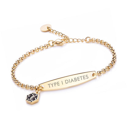 Medical alert bracelet style comparison with silver gold and rose gold finishes