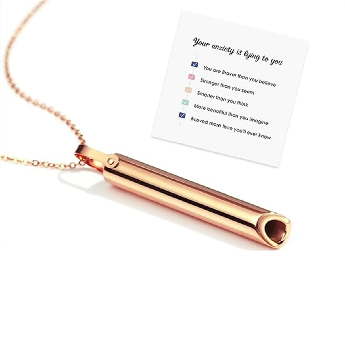 Woman wearing TrueZenBeads necklace to promote calm and clarity