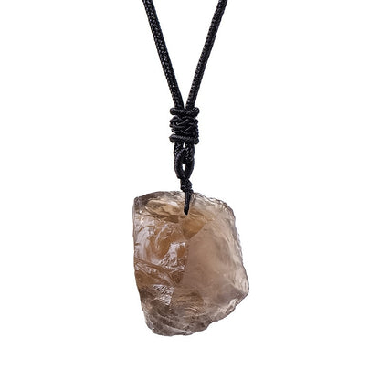 Smoky Quartz raw crystal stone pendant necklace