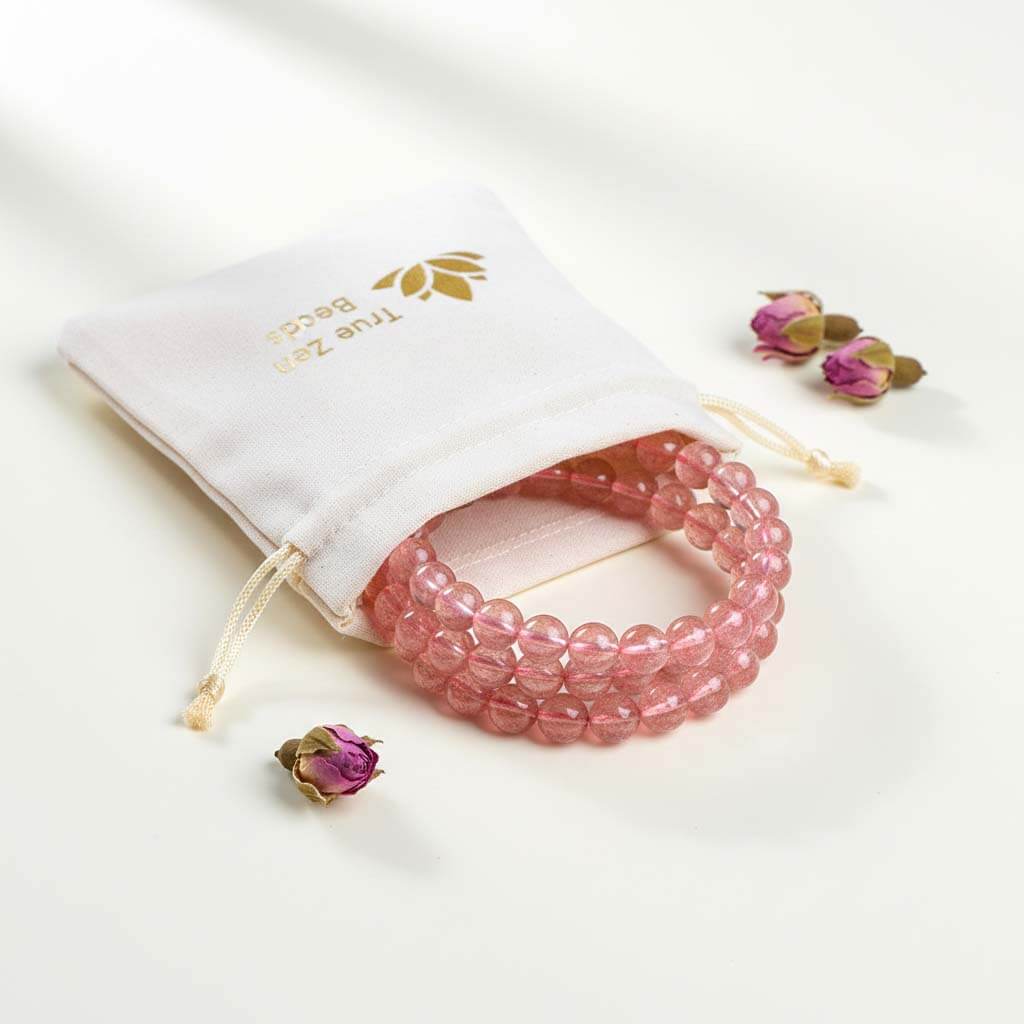 Strawberry Quartz Stone Bracelet in elegant gift box packaging ready for women birthday present