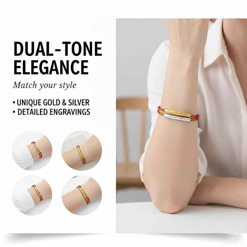 Person wearing Tibetan red rope bracelet with dragon knot design during meditation practice