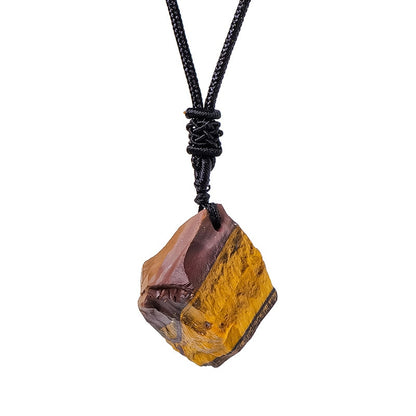 Tiger Eye raw crystal stone pendant necklace