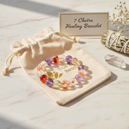TrueZenBeads signature gift packaging with a branded protective pouch for a premium artisan jewelry presentation