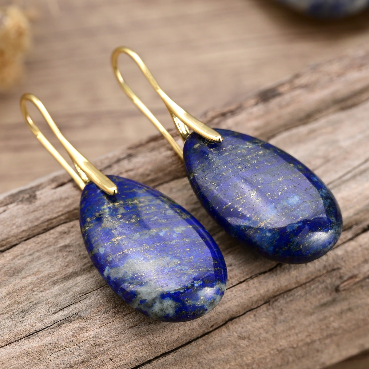 TrueZenBeads lapis lazuli drop earrings product view for jewelry listing