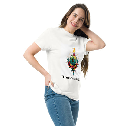 High-quality cotton TrueZenBeads T-shirt featuring Zen philosophy logo, perfect for meditation and daily wear